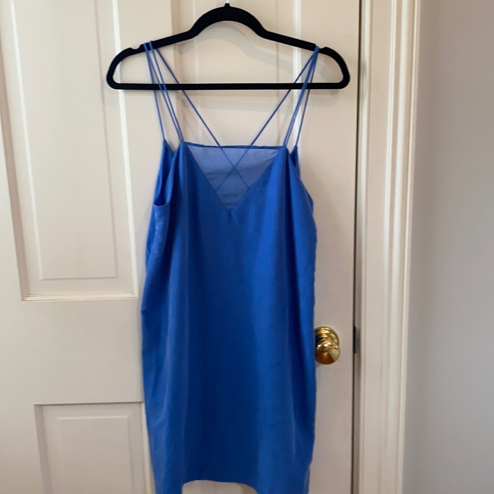 Royal Blue Shift Dress with Mess Detail and Open back - Zara